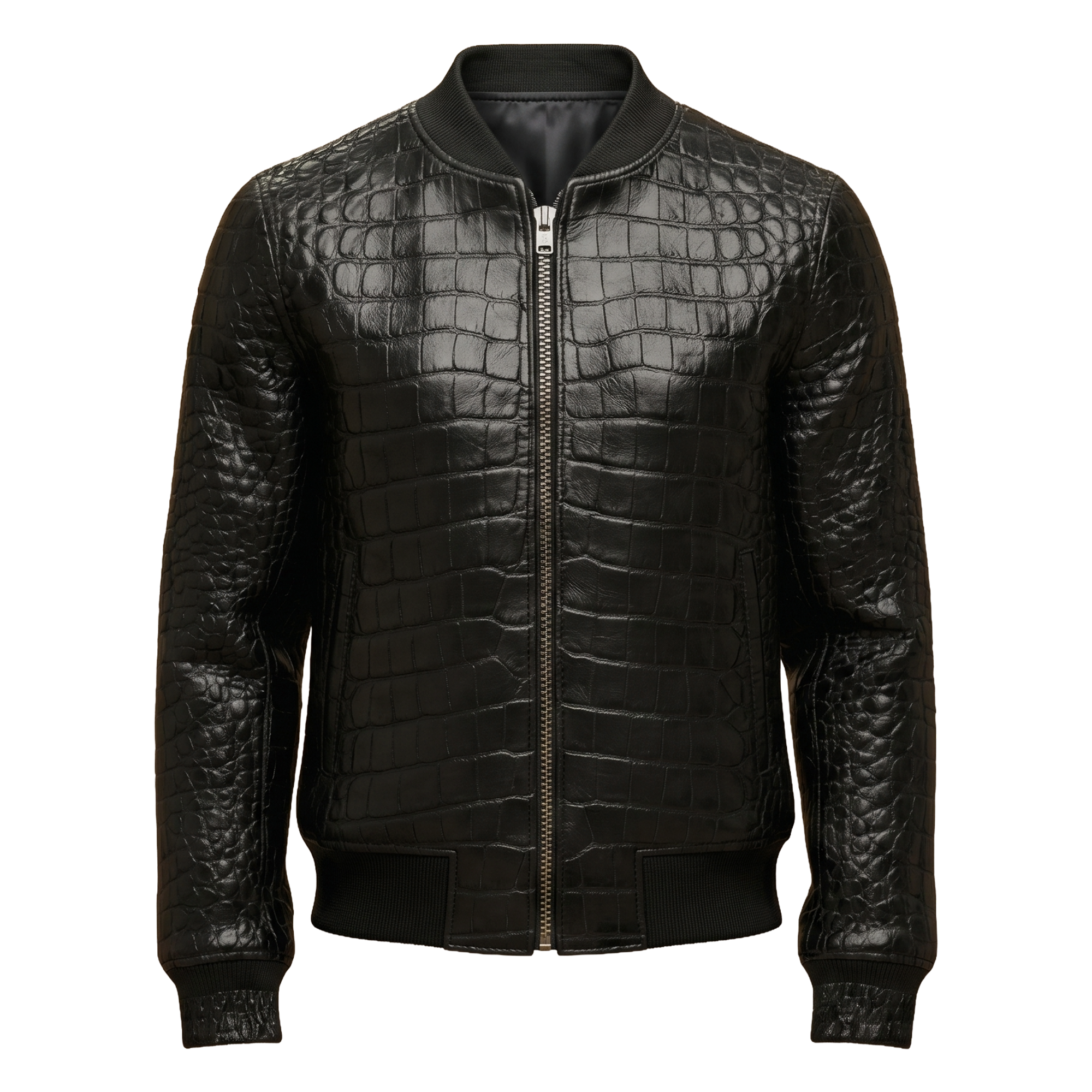 Men’s Croc Leather Bomber Jacket