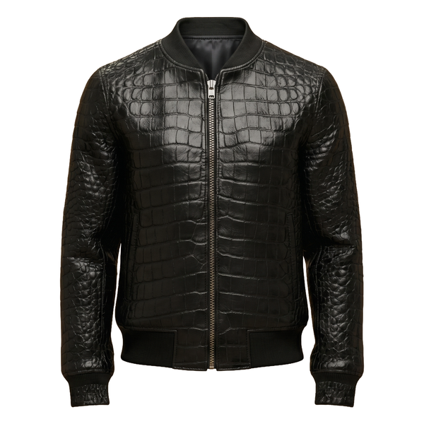 Men’s Croc Leather Bomber Jacket