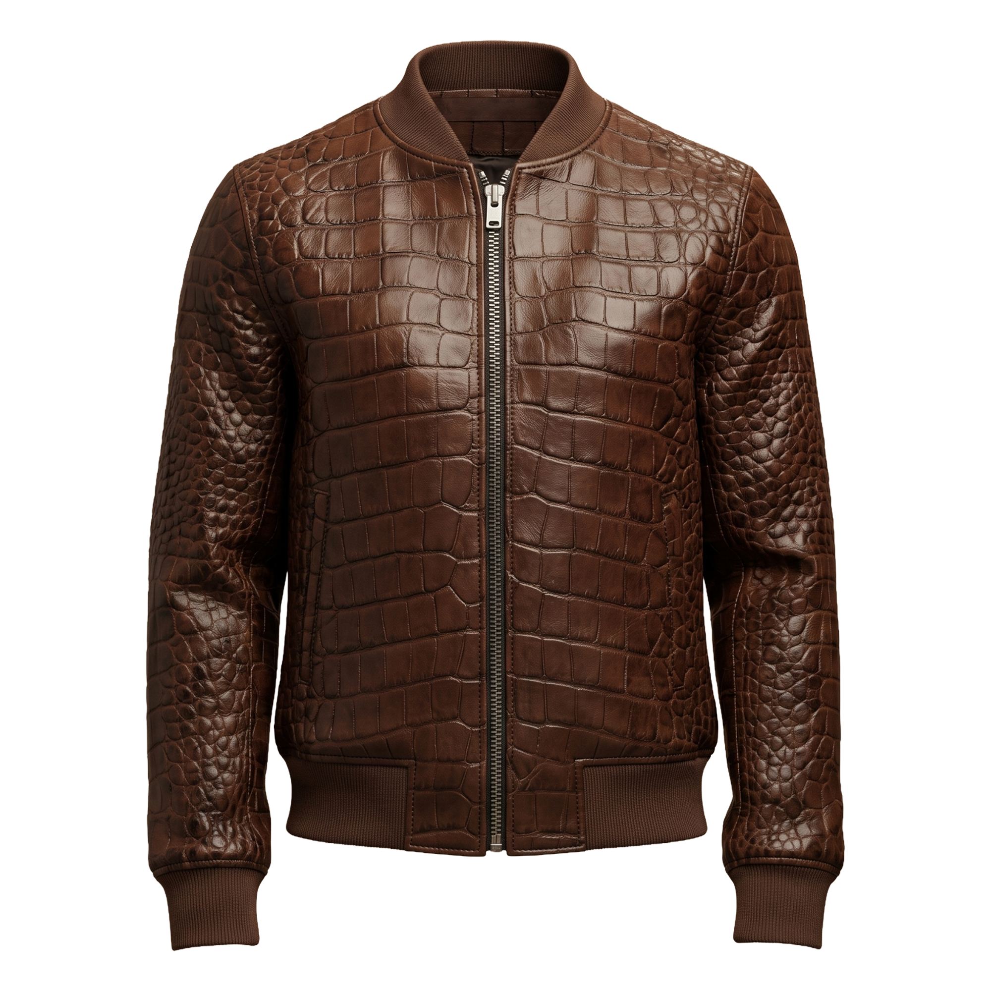 Men’s Croc Leather Bomber Jacket