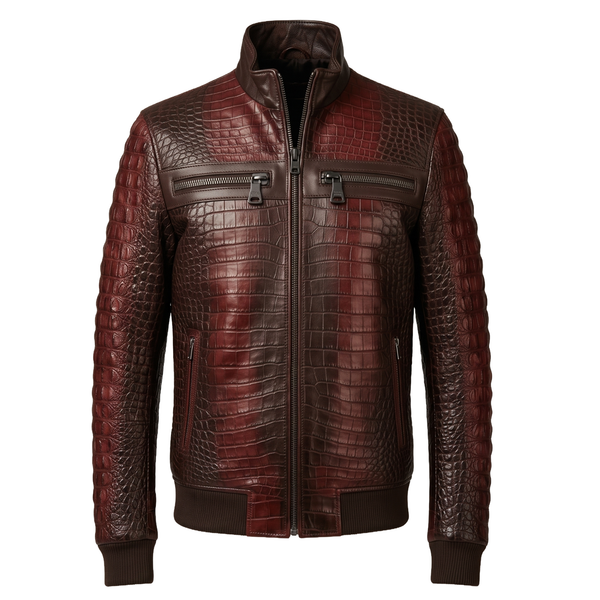 Croc Texture Leather Jacket
