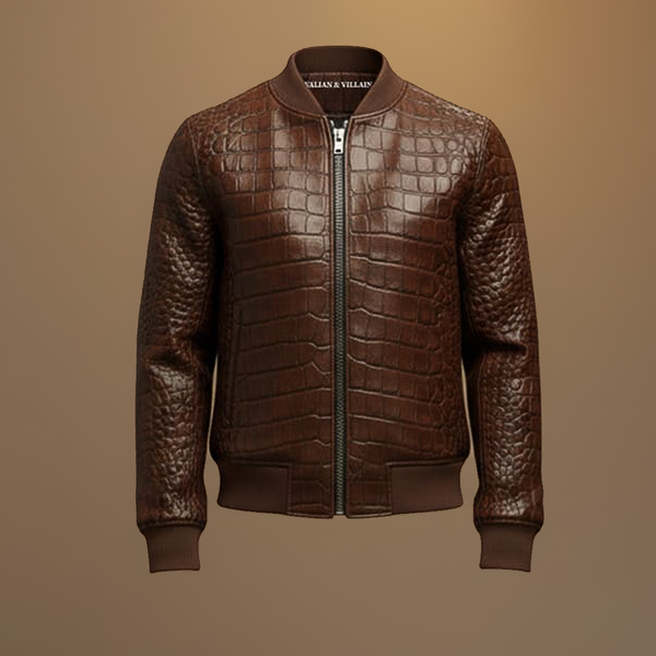 Men’s Croc Leather Bomber Jacket