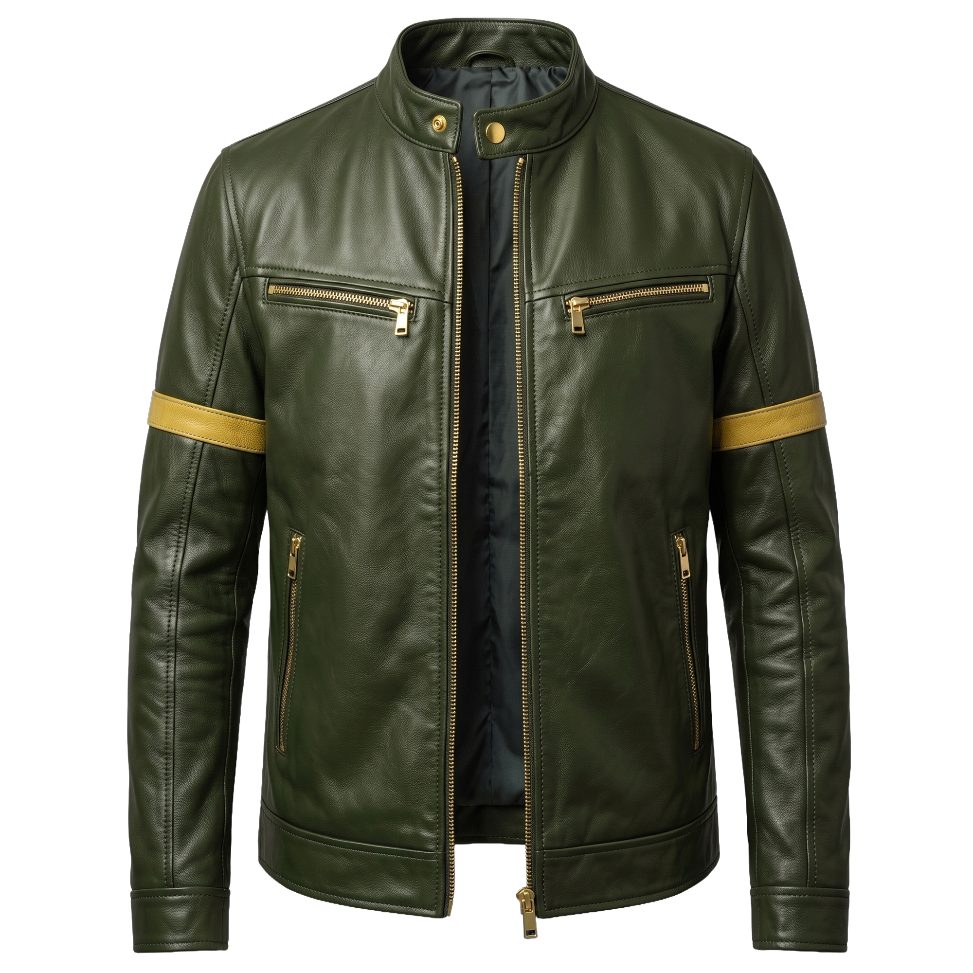 Vintage Olive Racer Leather Jacket
